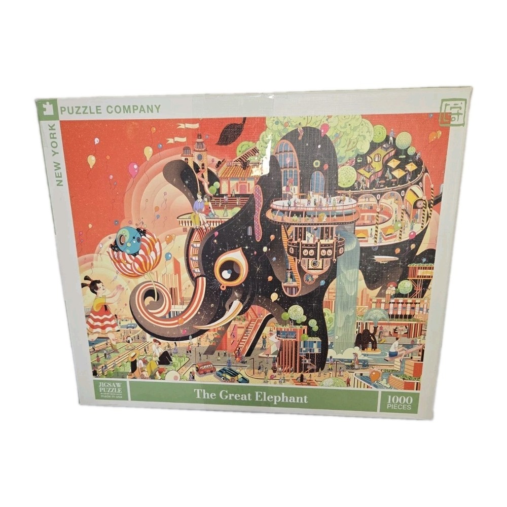 New York Puzzle Company 1000 Piece Jigsaw Puzzle  The Great Elephant  Victo Ngai